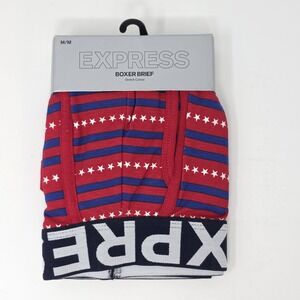 NWT EXPRESS Men's Stretch Cotton Boxer Brief Underwear Logo Waist ~ M Medium
